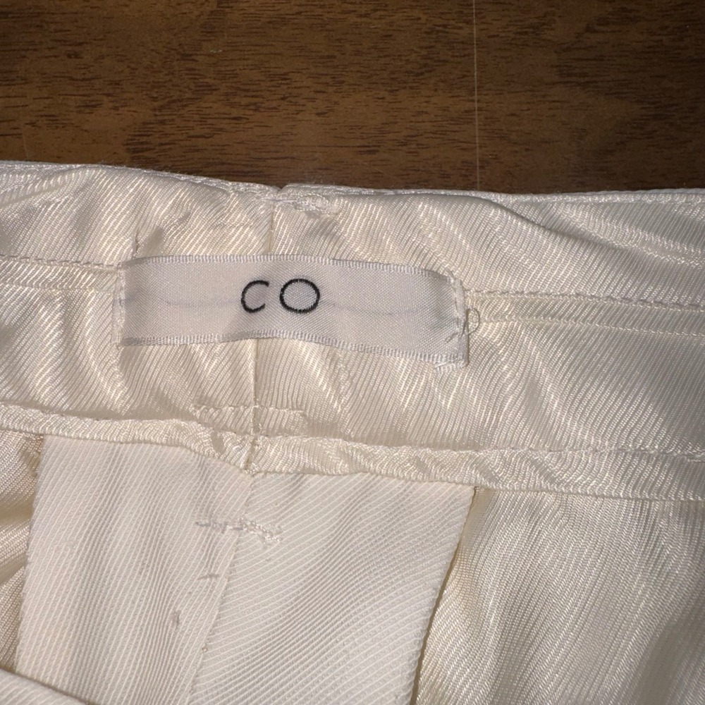CO Collection Ivory Wide Leg Pleated Trousers Italian Viscose Wool Blend Size 8 - Picture 10 of 15